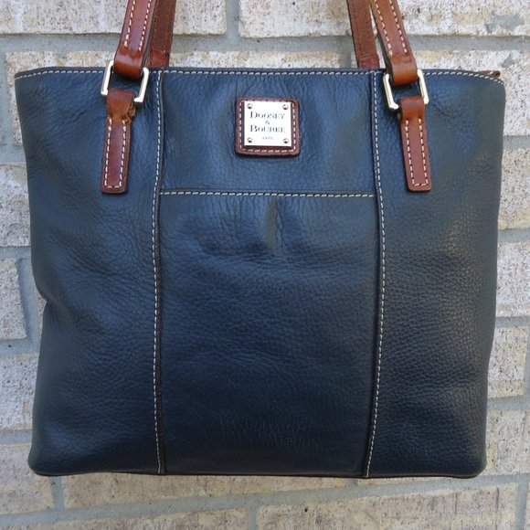 Dooney Burke Navy Pebble Leather Satchel Tote